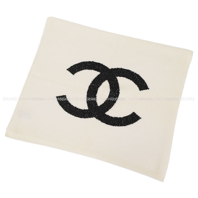 (きっき) CHANEL ホワイト シルク　ストール CHANEL シャネル ストール 大判 ニット シンプル ビック ココマーク
