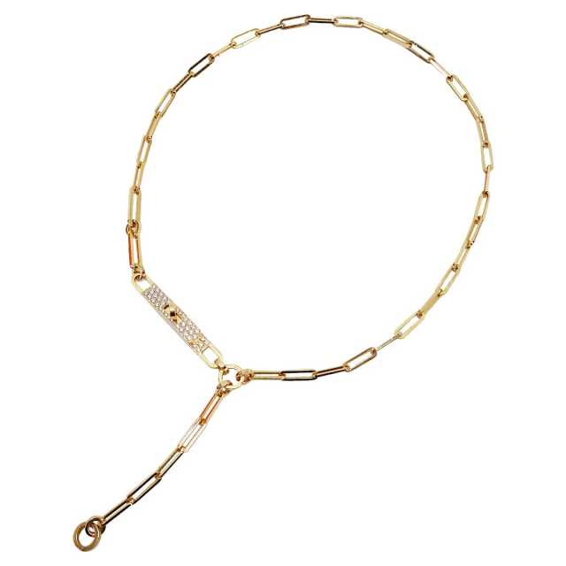 HERMES エルメス ネックレス タイネックレス ケリーシェーヌ PM ピンク