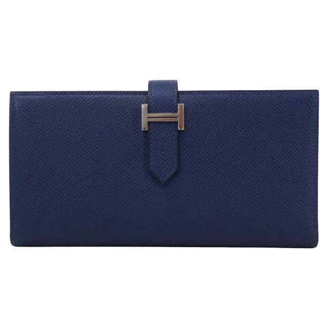 HERMES(エルメス) 長財布 ベアンスフレ ブルージーン 新型金具/シルバー金具 ヴォーエプソン HERMES エルメス 長財布 ベアンスフレ ブルーネイビー エプソン