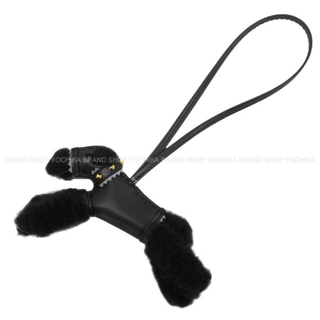 HERMES エルメス バッグチャーム バディ 犬 スタッズ 首輪付 黒