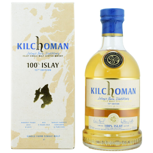 【年に一度の限定品★華やかなバニラとフルーツ、潮気、バター、シトラスキャンディ、レモン、熟した洋梨のフルーティ】キルホーマン 100%アイラ 15thリリース 50% 700ml