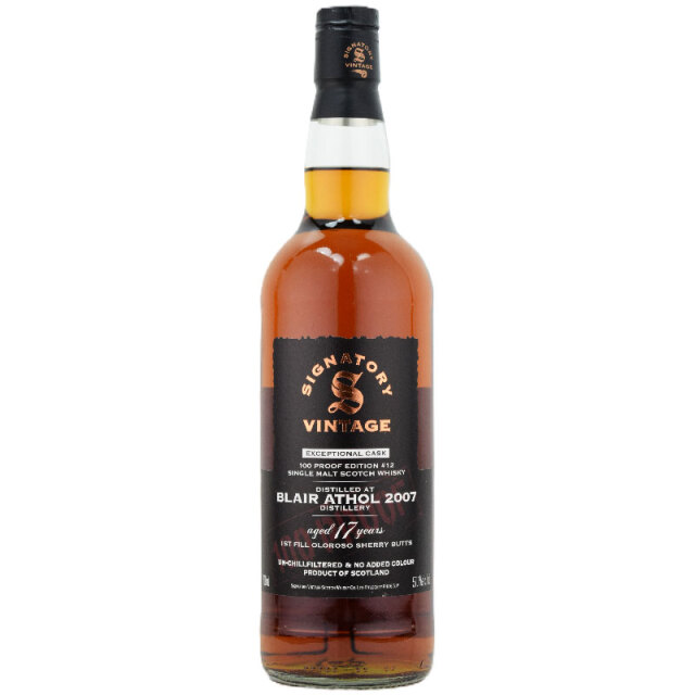 【深みのあるシェリー、ローストヘーゼルナッツ、ドライフルーツ、レーズン、ビターオレンジ、シェリーの甘さ】ブレアソール 2007 17年 エクセプショナルカスク 57.1% 700ml