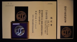 保存刀装具 三国志図鍔 真鍮磨地 上作 刀装具 日本美術刀剣保存協会鑑定