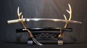 日本刀 珍品 拵付き 左文字銘：在銘【文珠保房】 脇差 53.9ｃｍ