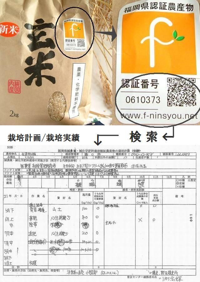 福岡県認証農産物 「Fマーク」を取得している 橋口さんの無農薬栽培玄米ヒノヒカリ 栽培計画、栽培実績公開!いつでも閲覧可能!!