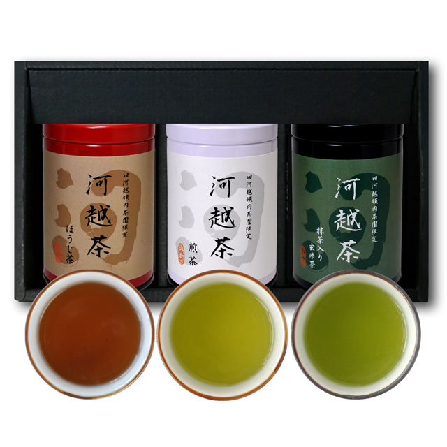 河越茶 箱入3缶セット(煎茶、荒茶、ほうじ茶)