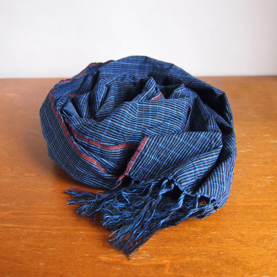 川越唐桟くびまき　紺格子