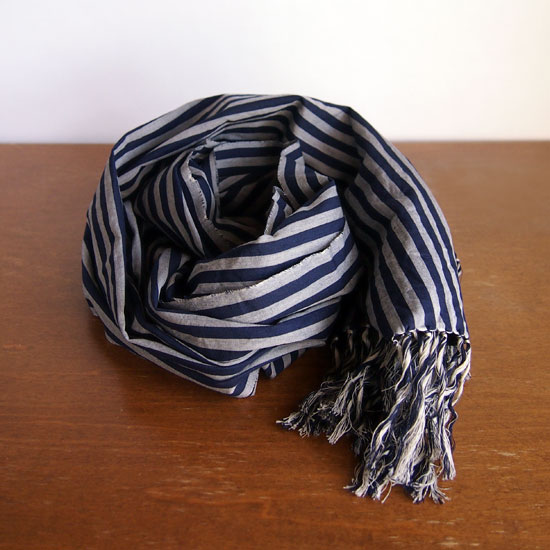 川越唐桟　灰地に紺縞