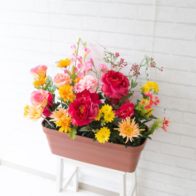 フラワーアレンジメント  造花  超特大サイズ フラワープランター 造花 フラワーアレンジメント アートフラワー