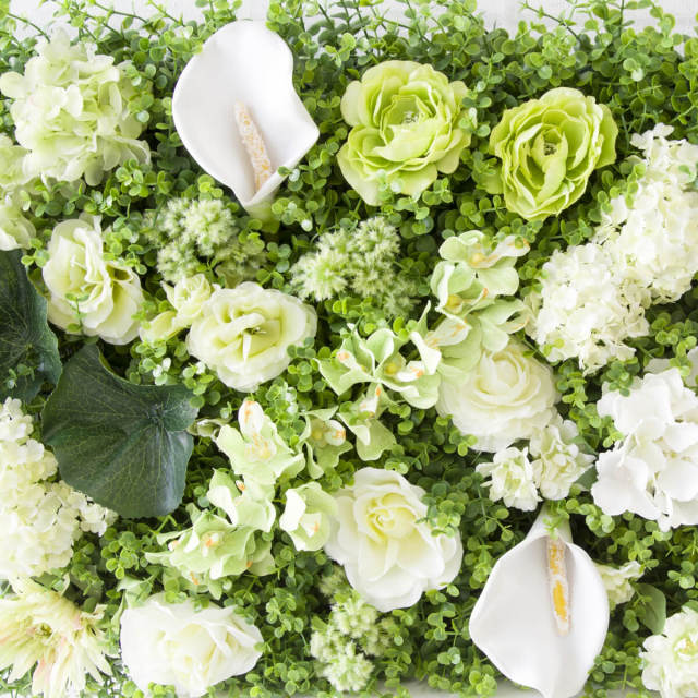 Ph092 造花壁面緑化ボード 施工業者様向け ユーカリベース フラワー ホワイトグリーン系 60 40 フェイクグリーン 壁面緑化 パネル ウォールグリーン 造花グリーンパネル 人工観葉植物 インテリア 壁掛け ディスプレイ 住宅展示場 アーティフィシャルグリーン