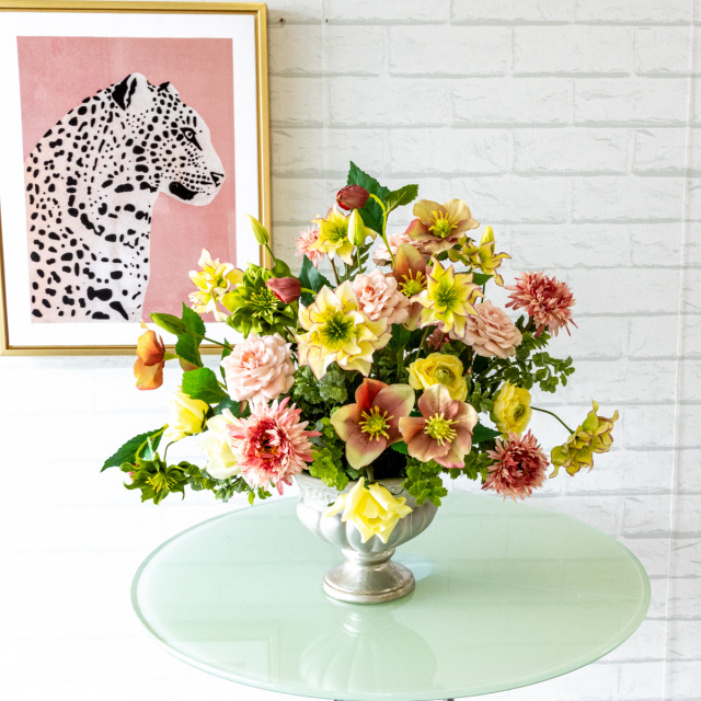 PAS035 造花アレンジメント/陶器鉢】フラワーアレンジメント アーティ  