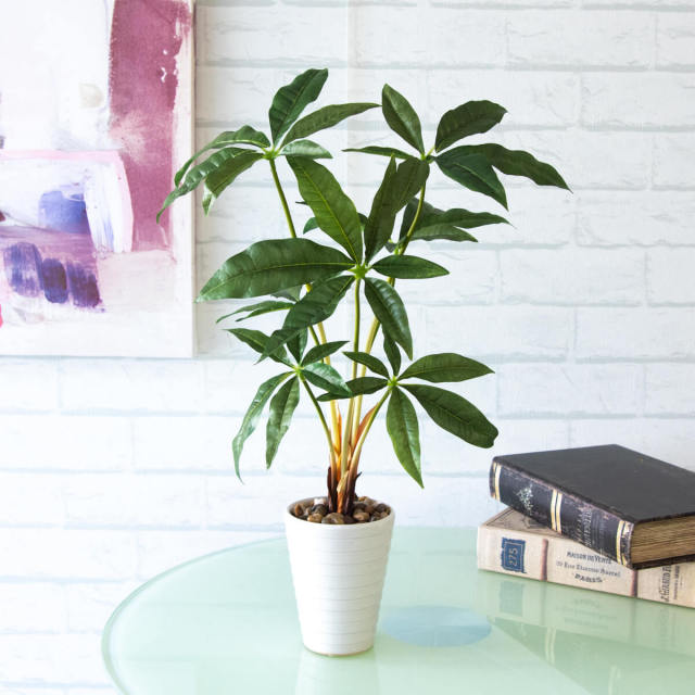 フェイクグリーンポット(パキラ) 高さ45cm 陶器鉢  / フェイクグリーン 人工観葉植物 インテリア 卓上 おしゃれ 装飾 置き型  (PAS061)