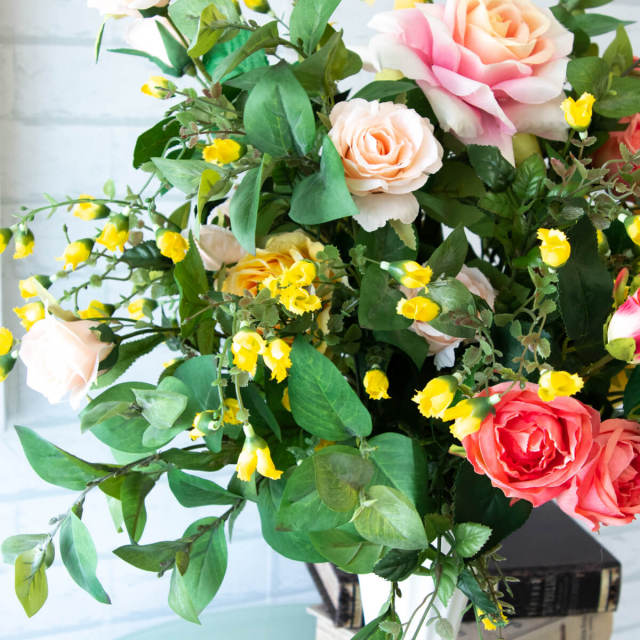 PAS064 造花アレンジメント/陶器鉢】フラワーアレンジメント アーティ