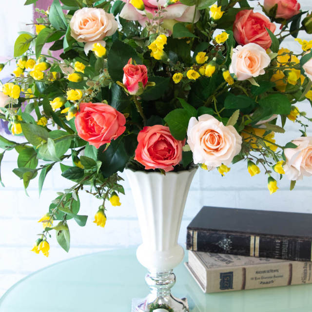 PAS064 造花アレンジメント/陶器鉢】フラワーアレンジメント アーティ