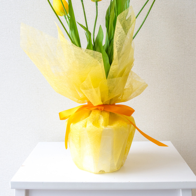 クリスタルアレンジメント パープルグリーンセメントポットアレンジ プリザーブドフラワー