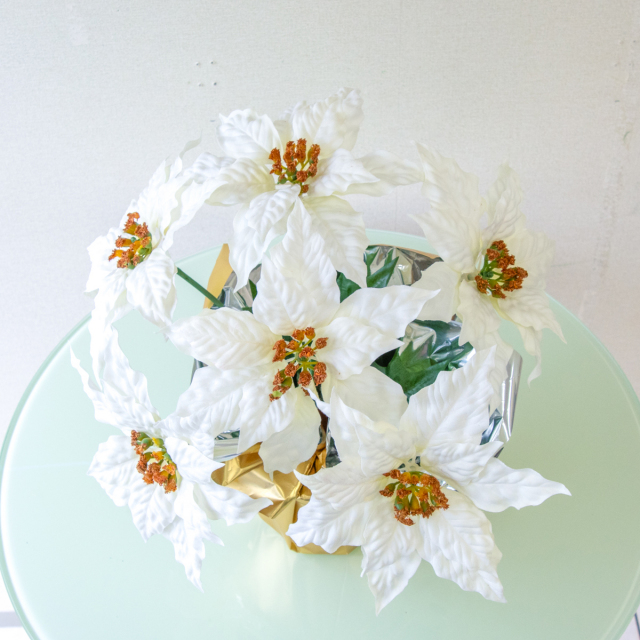 造花ポインセチアポット ポインセチアアレンジメント クリスマス