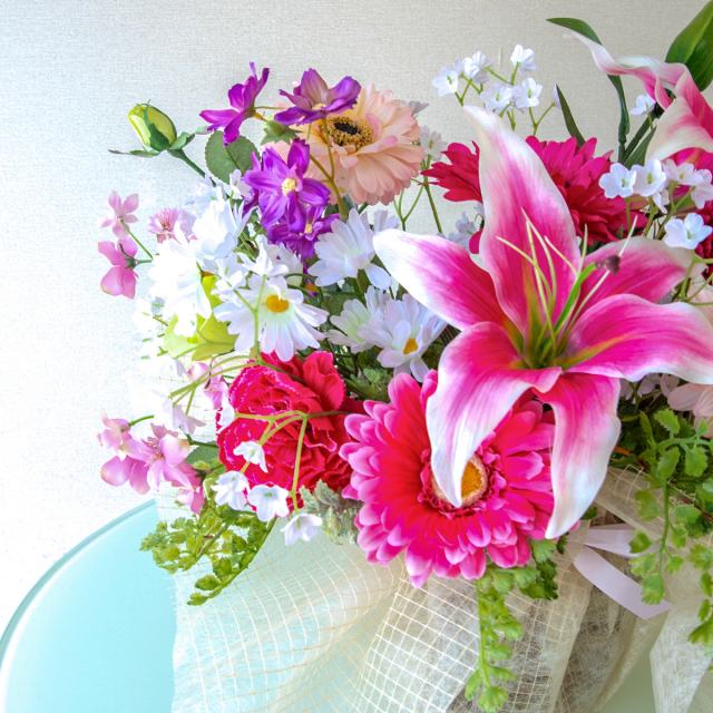造花フラワーアレンジ [お祝い立札無料] 開店祝い 造花 フラワー