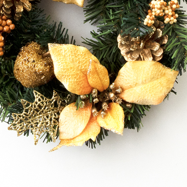 造花オーナメント付きクリスマスリース Φ約25cm クリスマス装飾