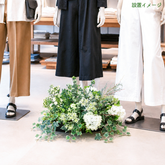 造花プランター インテリアプランター 寄せ植え フェイクグリーン フラワー アレンジメント アートフラワー 店舗装飾 ディスプレイ 商業施設 住宅展示場 モデルハウス ショールーム/PFE004-BOTBK 造花インテリアプランター(オランダアイビー・アジサイ・etc)