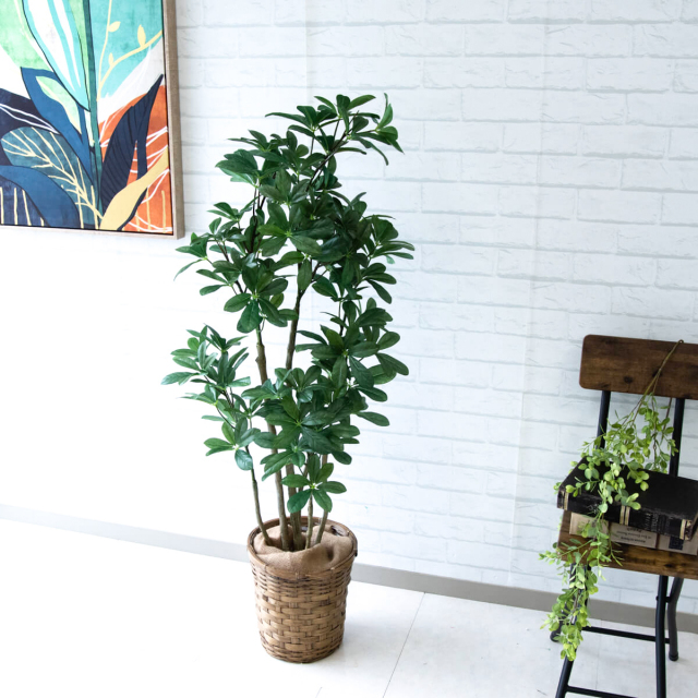 人工 フェイクグリーン　カポック　シェフレラ 観葉植物 【新品】大型 観葉植物 開店 装飾 店舗 H約125cm シェフレラ グリーン フェイク フラワー・ガーデニング