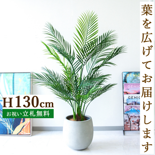 フェイクグリーン アレカパームツリー H約130cm 鉢付き / 人工観葉植物 観葉植物 フェイク 造花パームツリー 南国 夏 店舗 装飾 開店 開業 移転 祝い ギフト プレゼント おしゃれ 住宅展示場 モデルハウス オフィス 立札無料 /PG215-BAL30IV