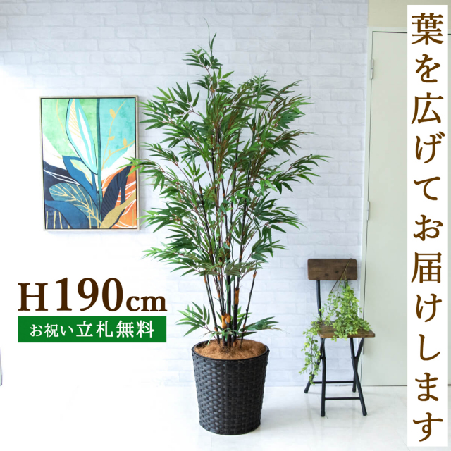 フェイクグリーン 黒竹 H約190cm 鉢付き / 人工観葉植物 観葉植物 フェイク 造花 大型 大きい 店舗 装飾 開店 開業 移転 祝い ギフト プレゼント おしゃれ 住宅展示場 モデルハウス オフィス 立札無料 PG229-MEL38DB