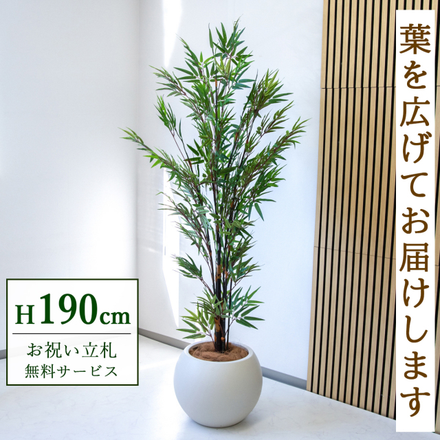 【すぐ飾れる】 フェイクグリーン 黒竹 190cm 大型 鉢付き / 法人・開店祝い 店舗・オフィス装飾 空間演出 立札無料・造花/PG229-ROM43IV