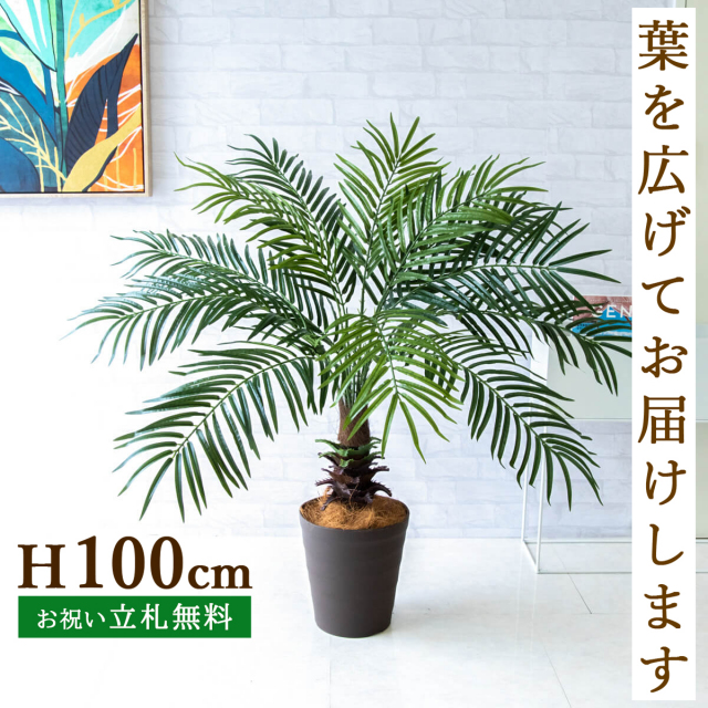 人工 観葉植物 フェイク グリーン フェニックスパームツリー(ヤシの木) H約100cm 店舗 装飾 開店 開業 移転 祝い ギフト プレゼント 住宅展示場 モデルハウス オフィス [お祝い立札無料]【PG241-B240BR フェニックスパームツリー(ヤシの木) H約100cm/ポリプロピレン鉢 】