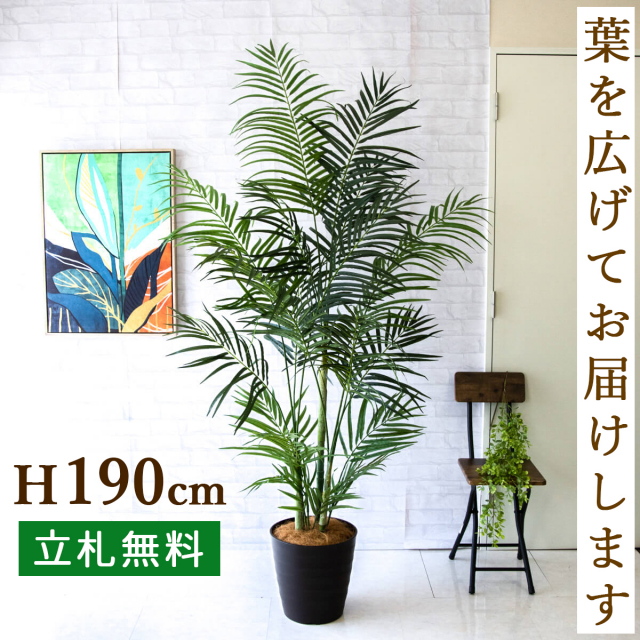 フェイクグリーン アレカパームツリー H約190cm 鉢付き / 人工観葉植物 観葉植物 フェイク 造花 大型 大きいパームツリー 南国 夏 店舗 装飾 開店 開業 移転 祝い ギフト プレゼント おしゃれ 住宅展示場 モデルハウス オフィス 立札無料 PG243-M30DB