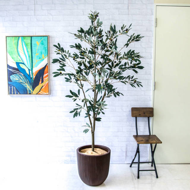 人工 観葉植物 フェイク グリーン オリーブ H約180cm 大型 店舗 装飾 