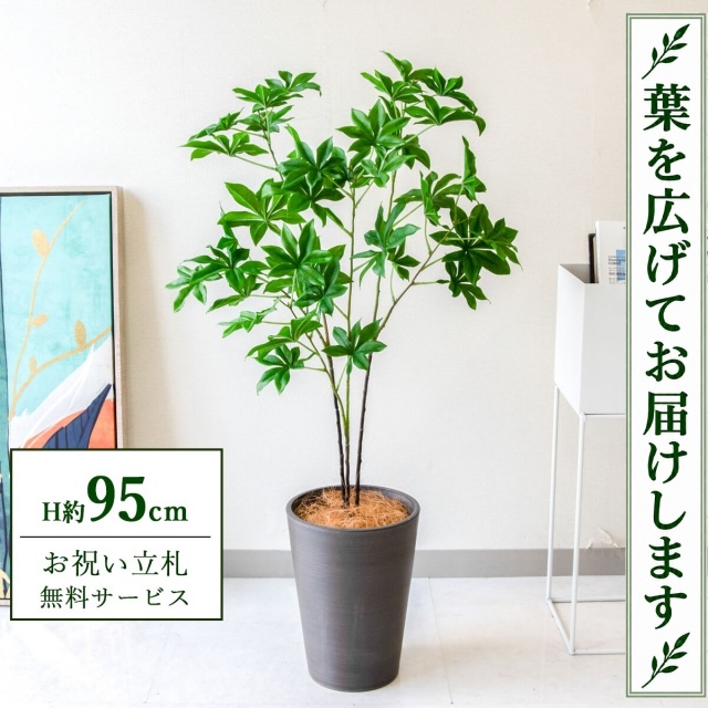 【すぐ飾れる】 フェイクグリーン バオバブツリー H約95cm 鉢付き / 法人・開店祝い 店舗・オフィス装飾 空間演出 立札無料・造花/PG280-X20BK
