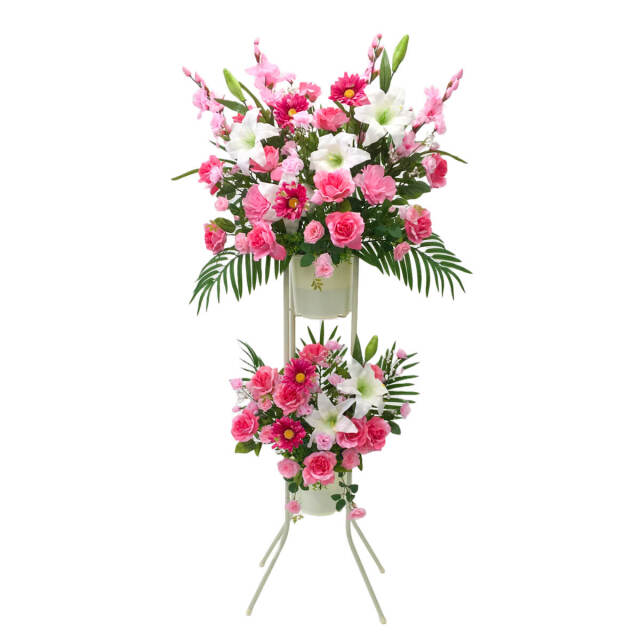アンティーク　フラワースタンド＆造花 造花 スタンド アレンジ 祝い 開店 開業 H約110cm 移転 装飾