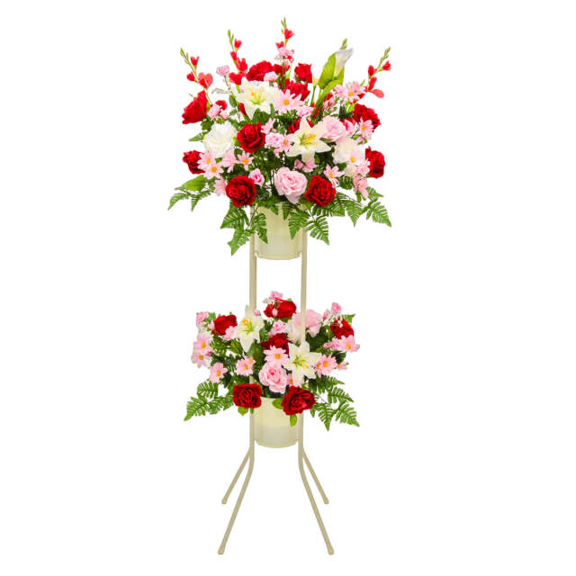 ホワイトスタンド花　アーティフィシャルフラワー FLOWER ART SHOP サエラ | ホワイトダリアアレンジメント