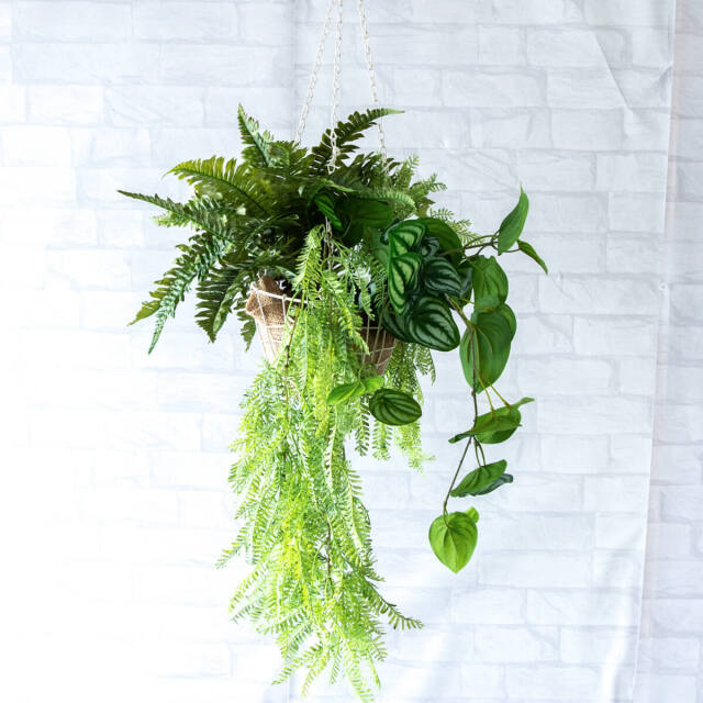 フェイクグリーン ハンギング 吊り下げ バスケット 観葉植物