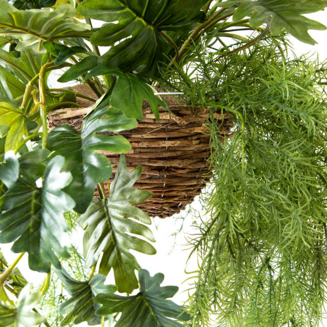 フェイクグリーン ハンギング 吊り下げ バスケット 観葉植物 造花