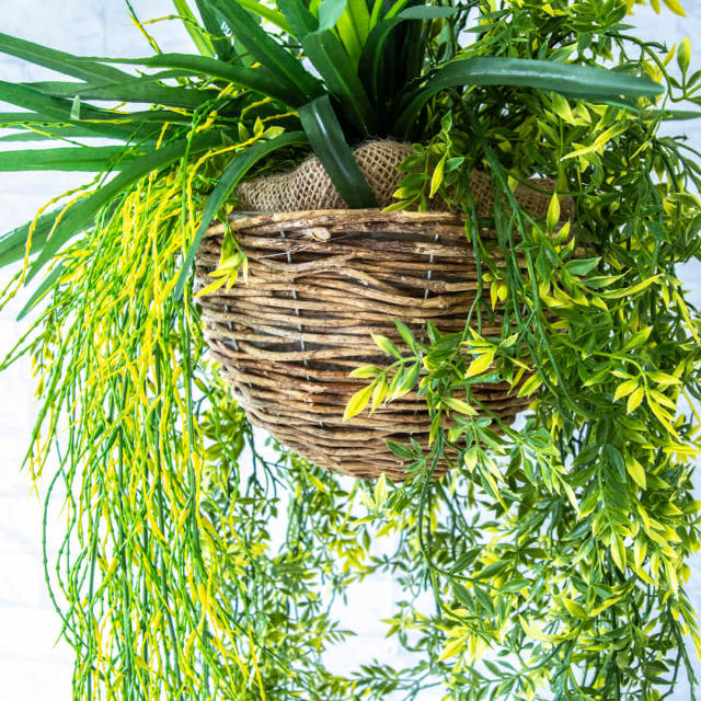 フェイクグリーン ハンギング 吊り下げ バスケット 観葉植物 造花
