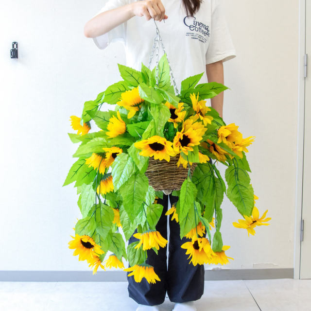 フラワーガーランド ホーム　パーティー　吊り下げグリーン　12個セット　黄色 フェイクグリーン ハンギング 吊り下げ バスケット 観葉植物 造花