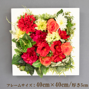壁掛けアレンジ 造花 ウォールグリーン フェイクグリーン フレーム 壁面緑化 ウォールデコ 壁面 アレンジ ディスプレイ インテリア おしゃれ 店舗装飾【PW253-CL-40x40-WH 壁掛けウッドフレーム造花フラワーアレンジメント】