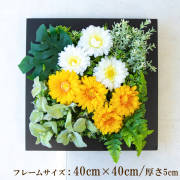 壁掛けアレンジ 造花 ウォールグリーン フェイクグリーン フレーム 壁面緑化 ウォールデコ 壁面 アレンジ ディスプレイ インテリア おしゃれ 店舗装飾【PW306-CL-40x40-BK 壁掛けウッドフレーム造花フラワーアレンジメント】