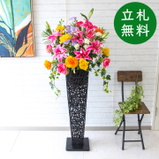 【立札無料】造花スタンド H約140cm / 開店祝い 開業祝い 祝い花 空間装飾 店舗装飾/PA596-IR90BK