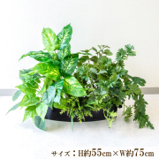 造花プランター インテリアプランター 寄せ植え フェイクグリーン フラワー アレンジメント アートフラワー 店舗装飾 ディスプレイ 商業施設 住宅展示場 モデルハウス ショールーム/PFE002-BOTBK 造花インテリアプランター(ディフェンバキア・スピリットフィロ・etc)