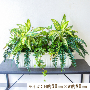 寄せ植えフェイクグリーンプランター 造花プランター 人工観葉植物 インテリア フェイクプランツ インテリアグリーン 店舗装飾 ディスプレイ 商業施設 住宅展示場 モデルハウス ショールーム/PFW004-JRM 寄せ植えフェイクグリーンプランター