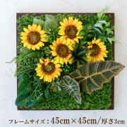 壁掛けアレンジ 造花 ウォールグリーン フェイクグリーン フレーム 壁面緑化 ウォールデコ 壁面 アレンジ ディスプレイ インテリア おしゃれ 店舗装飾【PW335-ORI-45x45-BR 壁掛けウッドフレームフェイクグリーンアレンジ】