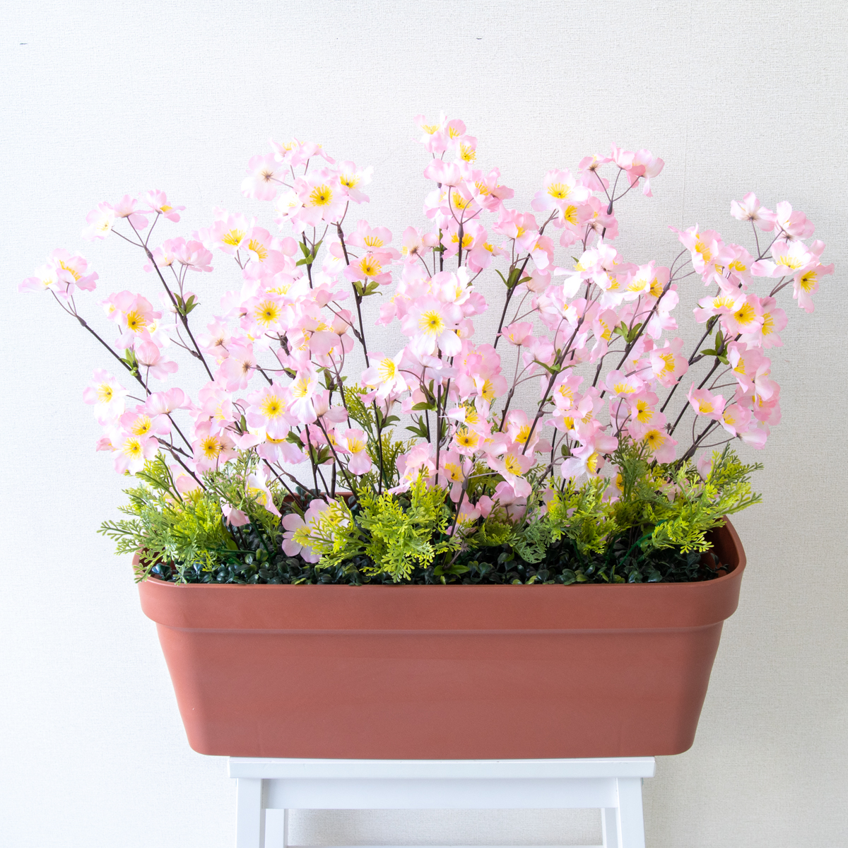 造花プランター フラワープランター フラワーアレンジメント フェイクグリーン 店舗装飾 ディスプレイ パチンコ店 工事現場 住宅展示場 モデルハウス ショールーム 春装飾 ピンク/PF742-LB 造花プランター(桜)