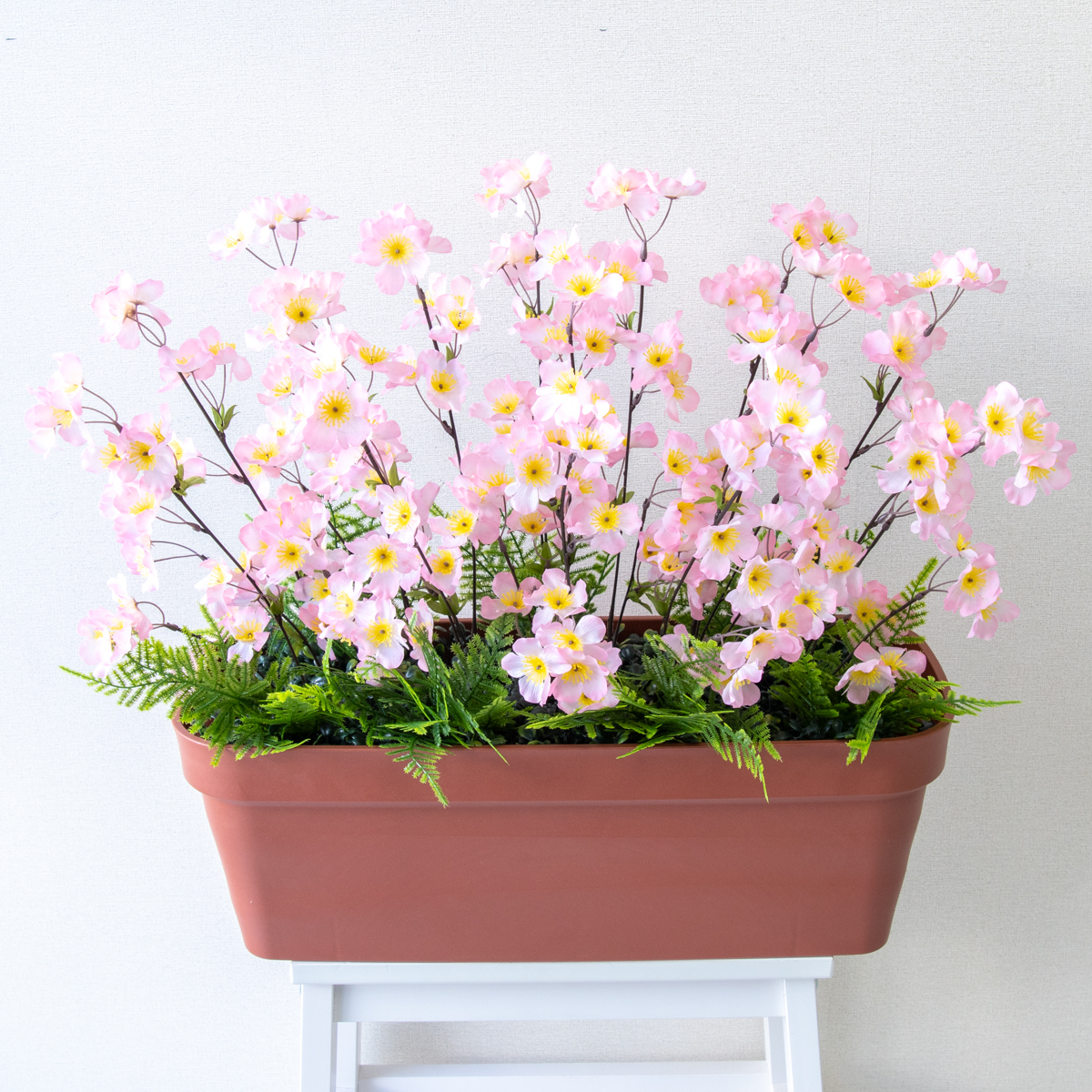 造花プランター フラワープランター フラワーアレンジメント フェイクグリーン 店舗装飾 ディスプレイ パチンコ店 工事現場 住宅展示場 モデルハウス ショールーム 春装飾 ピンク/PF743-LB 造花プランター(桜)
