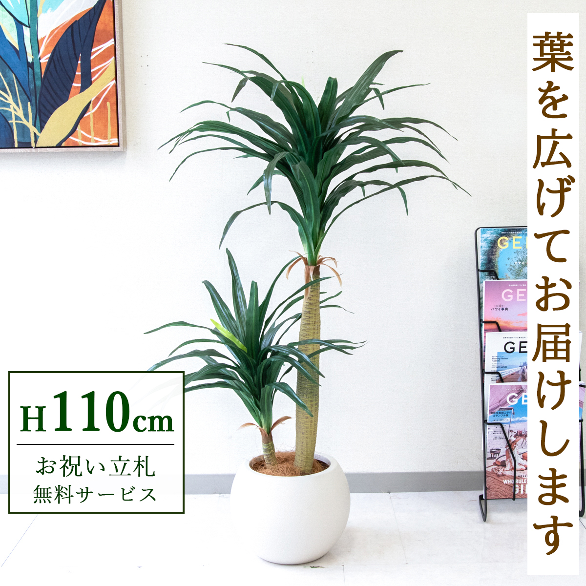 【すぐ飾れる】 フェイクグリーン ドラセナコンシナ 110cm  鉢付き / 法人・開店祝い 店舗・オフィス装飾 空間演出 立札無料・造花/PG014-ROM27IV