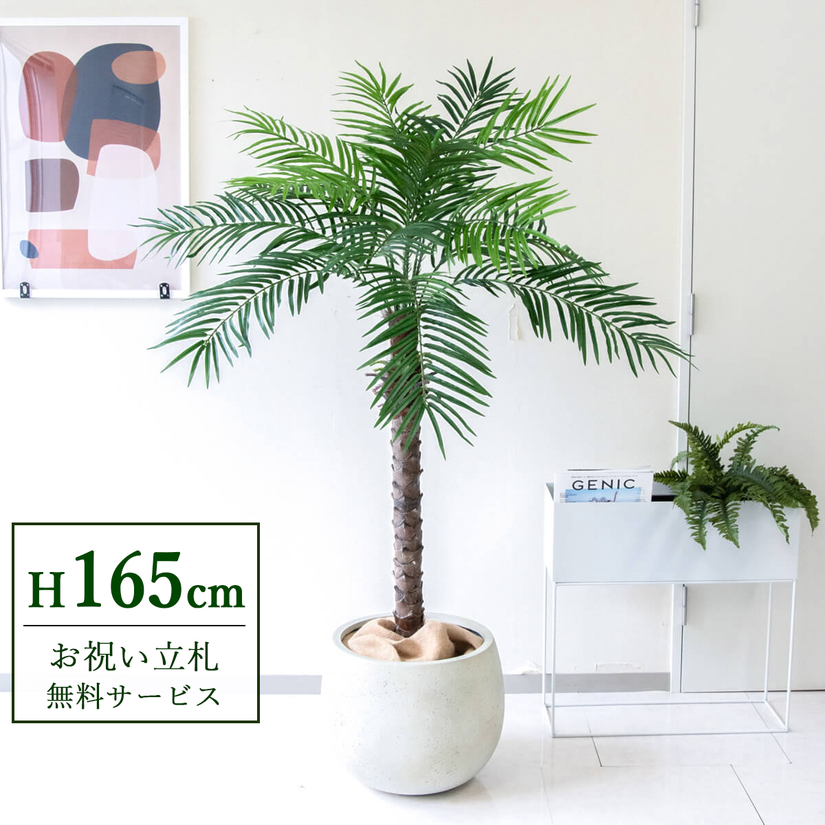 【すぐ飾れる】 フェイクグリーン フェニックス パームツリー ヤシの木 165cm 2分割 鉢付き / 法人・開店祝い 店舗・オフィス装飾 空間演出 立札無料・造花/PG212-D42IV