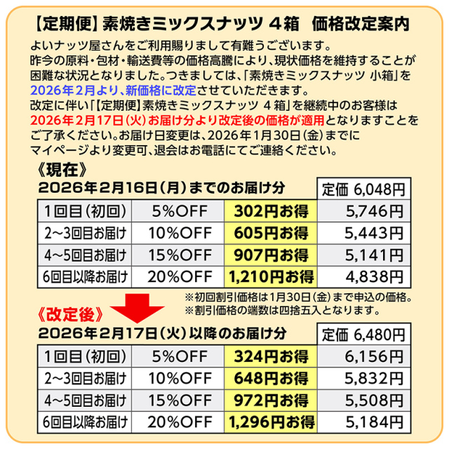 定期便】素焼きミックスナッツ 4箱 【素焼き・ドライロースト】【個