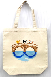 長崎「眼鏡橋と猫」トートバッグ