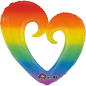 <バルーン>レインボウオープンハート